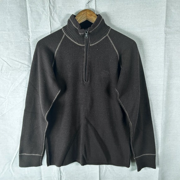The North Face Other - The North Face Mens Brown Wool Blend 1/4 Zip Pullover Sweater Size Medium 751
